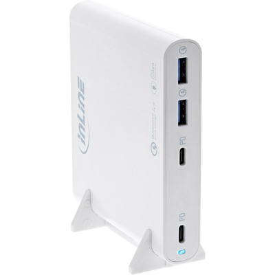 InLine® USB Netzteil, GaN Ladegerät, 4-Port, 2x USB-C + 2x USB-A, 120W, weiß von InLine®