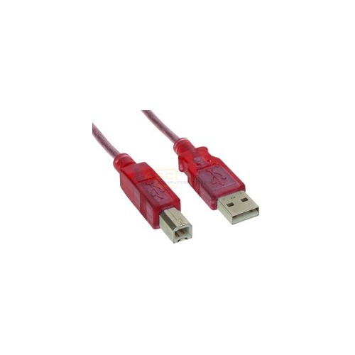 USB 2.0 Kabel A-St. -> B-St.  5m rot-transparent von InLine®