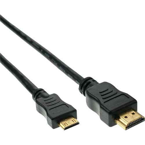 10er Set HDMI Mini Kabel, High Speed HDMI® Cable, Stecker A auf C, verg. Kontakte, schwarz, 1,5m von InLine