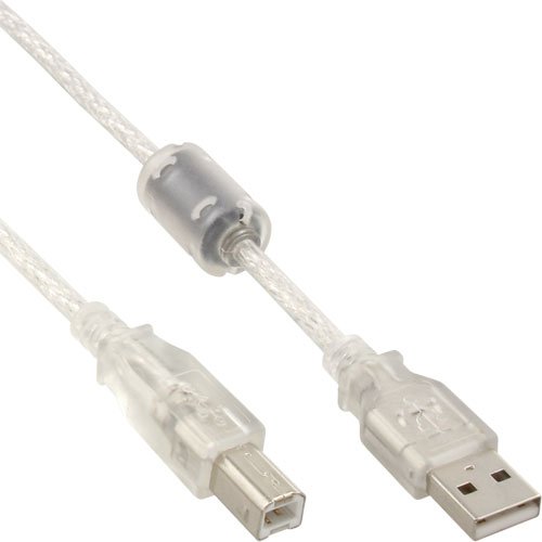 10er Set USB 2.0 Kabel, A an B, transparent, mit Ferritkern, 5m von InLine