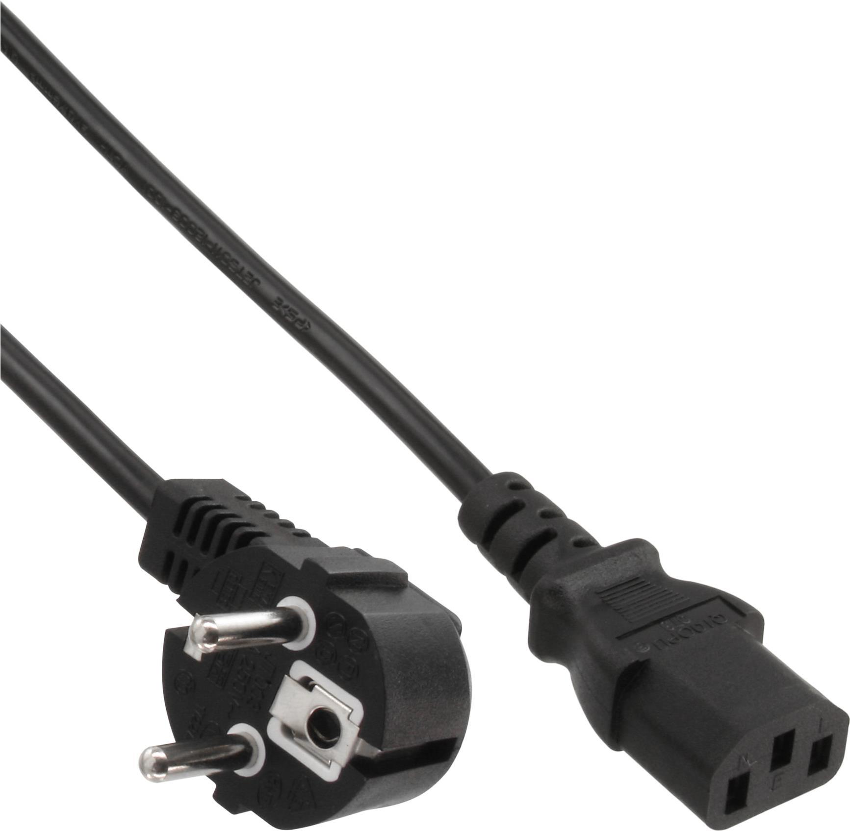 INTOS ELECTRONIC INLINE - Stromkabel - power CEE 7/7 (S) gewinkelt zu power IEC 60320 C13 - 3,0m - Schwarz (Packung mit 25) (B-16649) von InLine