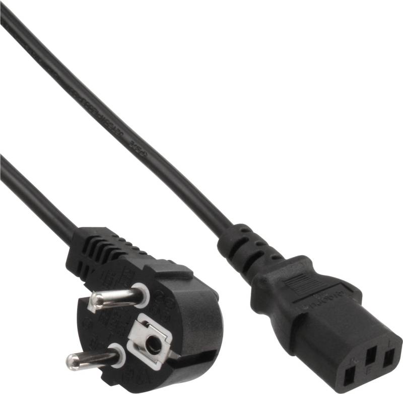 InLine - Stromkabel - power CEE 7/7 (S) gewinkelt zu power IEC 60320 C13 - 3,0m - Schwarz (Packung mit 25) (B-16649) von InLine