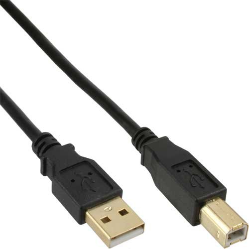 5er Set USB 2.0 Kabel, A an B, schwarz, Kontakte gold, 3m von InLine