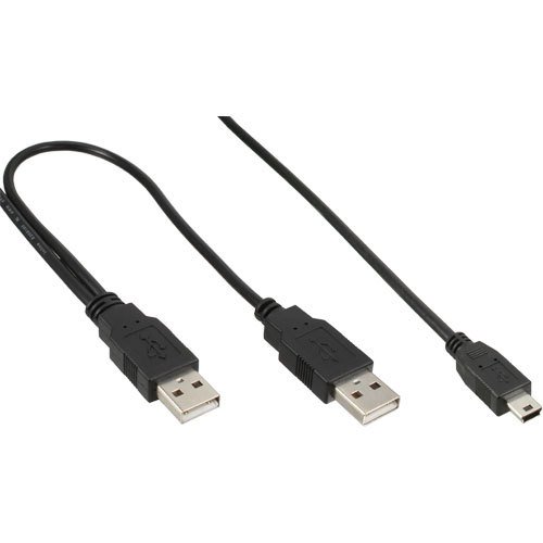 5er Set USB Mini-Y-Kabel, 2x Stecker A an Mini-B Stecker (5pol.), 1,0m von InLine