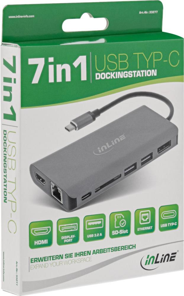 INLINE 17,80cm (7") 1 - Dockingstation - USB-C 3.2 Gen 1 - HDMI, DP - GigE von InLine