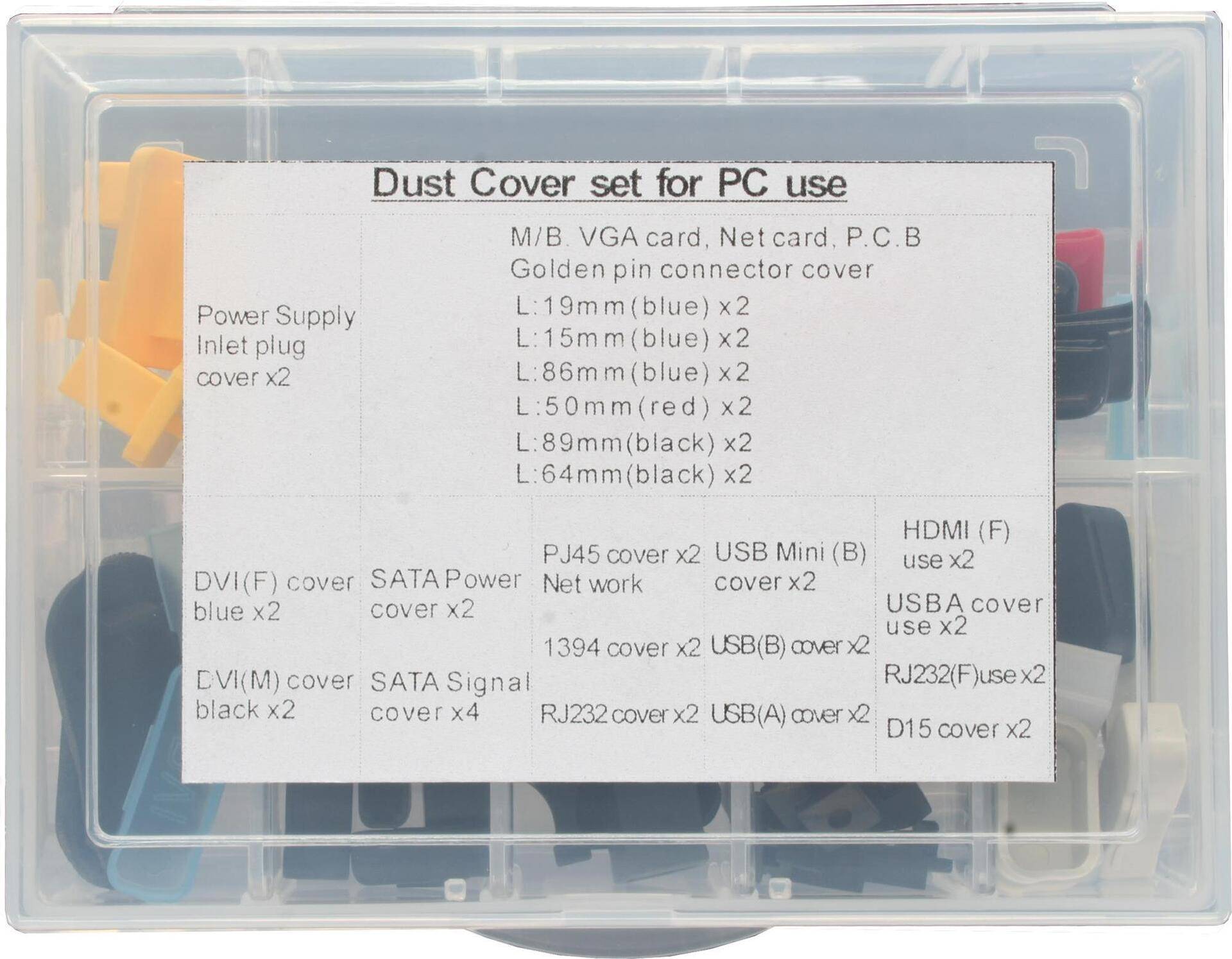 INLINE Dust Cover Set for PC Interfaces - Staubschutz-Set - für Computer-Schnittstellen - 44-teilig von InLine