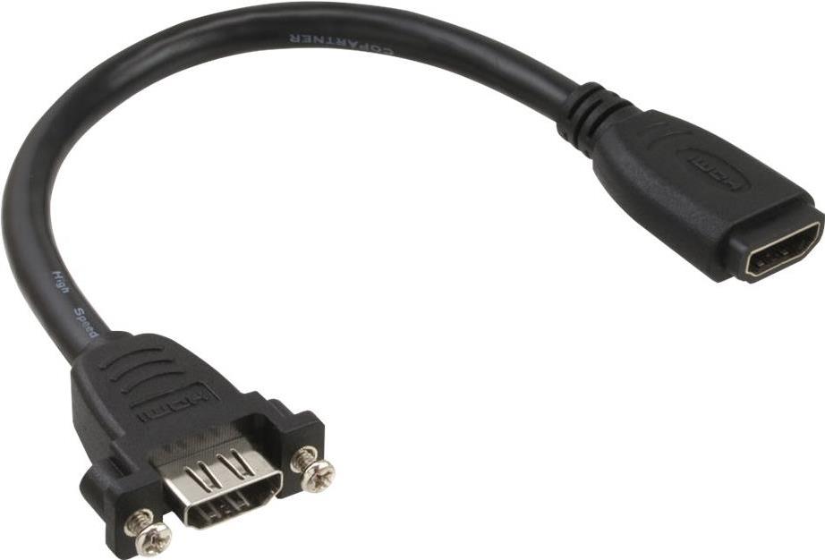 INLINE - HDMI-Adapter - HDMI weiblich gerade zu HDMI weiblich schraubbar - 60 cm - Schwarz - 4K Unterstützung von InLine