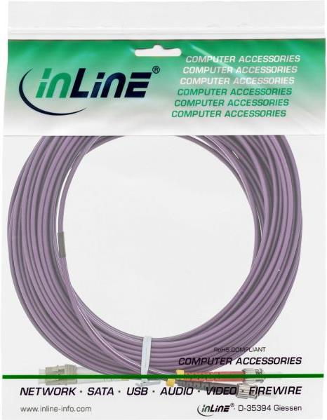 INLINE - Patch-Kabel - LC Multi-Mode (M) bis ST multi-mode (M) - 25 m - Glasfaser - Duplex - 50/125 Mikrometer - OM4 - halogenfrei - lila von InLine