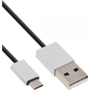 InLine® Micro-USB 2.0 Kabel, USB-A Stecker an Micro-B Stecker, schwarz/Alu, flexibel, 3m (31730I) von InLine