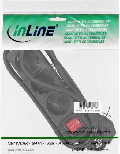 INLINE - Verlängerungsschnur - Ausgangsanschlüsse: 3 - 5 m - Schwarz von InLine