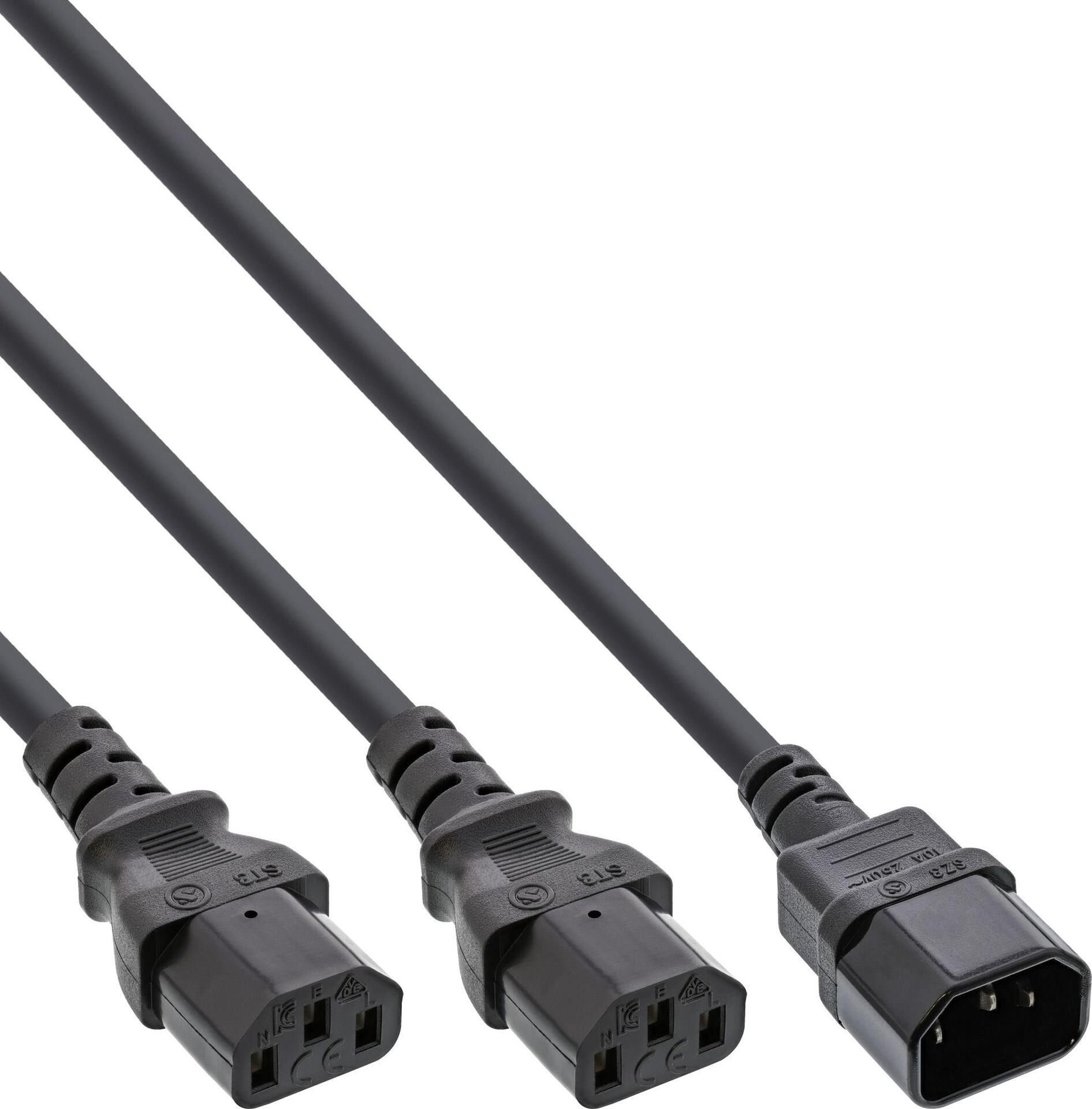 INLINE Y-cable - Netz-Splitter - IEC 60320 C14 zu IEC 60320 C13 - 5 m - Schwarz - Deutschland von InLine