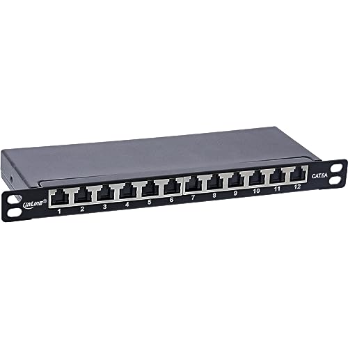 InLine® 10" Patchfeld Cat.6A 0,5HE 12-Fach, schwarz, mit Staubschutz von InLine