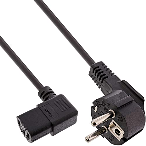 InLine® 16752H Netzkabel, Schutzkontakt gewinkelt auf Kaltgerätestecker C13 links abgewinkelt, 0,3m, schwarz von InLine