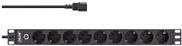 InLine - Steckdosenleiste (Rack - einbaufähig) - 2500 Watt - Eingabe, Eingang IEC 60320 C14 - Ausgangsanschlüsse: 9 (9 x Stecker) - 1U - 48,3 cm (19) - 2,0m Schnur - Schwarz, RAL 9004 (16429S) von InLine