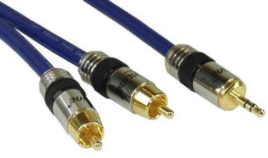 InLine® Audiokabel, Cinch-Stecker/Klinke-Stecker, Premium, blau, 1m von InLine
