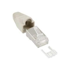 InLine - Crimpstecker RJ45 geschirmt - Knickschutz und Einfädelhilfe - beige -100er Pack -Bulk (74590) von InLine