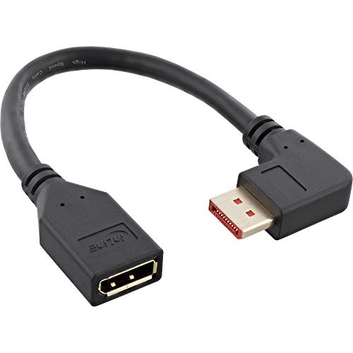 InLine® DisplayPort 1.4 Adapterkabel ST/BU, 8K4K, rechts gewinkelt, schwarz/gold, 0,15m von InLine