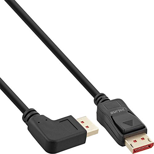 InLine® DisplayPort 1.4 Kabel, 8K4K, links gewinkelt, schwarz/gold, 2m von InLine
