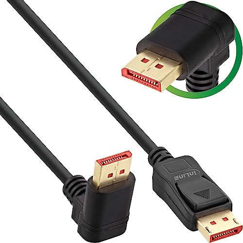 InLine® DisplayPort 1.4 Kabel, 8K4K, nach oben gewinkelt, schwarz/gold, 2m von InLine