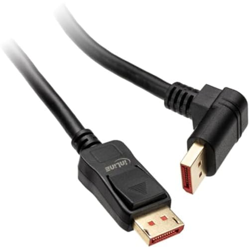 InLine® DisplayPort 1.4 Kabel, 8K4K, nach unten gewinkelt, schwarz/gold, 3m von InLine