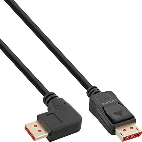 InLine® DisplayPort 1.4 Kabel, 8K4K, rechts gewinkelt, schwarz/gold, 2m von InLine