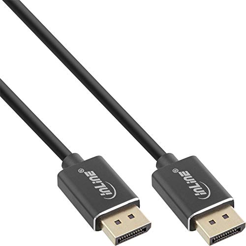 InLine® DisplayPort 1.4 Kabel Slim, 8K4K, schwarz, vergoldete Kontakte, 1,5m von InLine