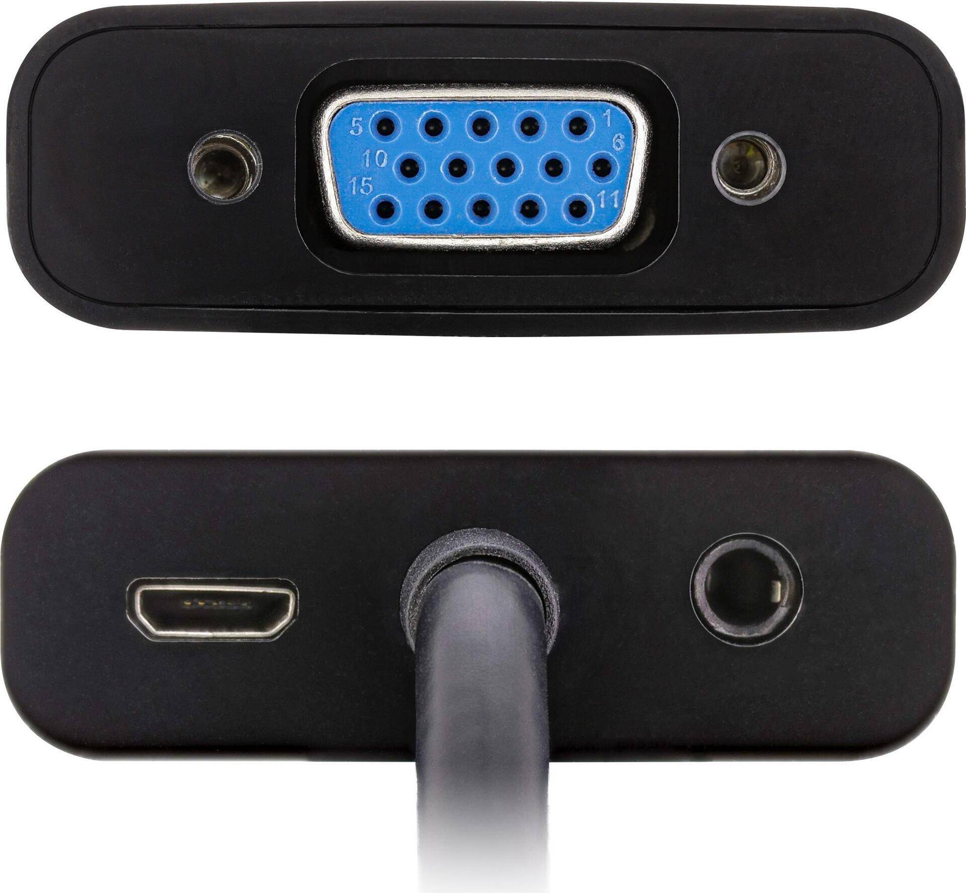 InLine® Dongle Konverter HDMI zu VGA, mit Audio, Eingang HDMI, Ausgang VGA und Stereo Audio (65003B) von InLine