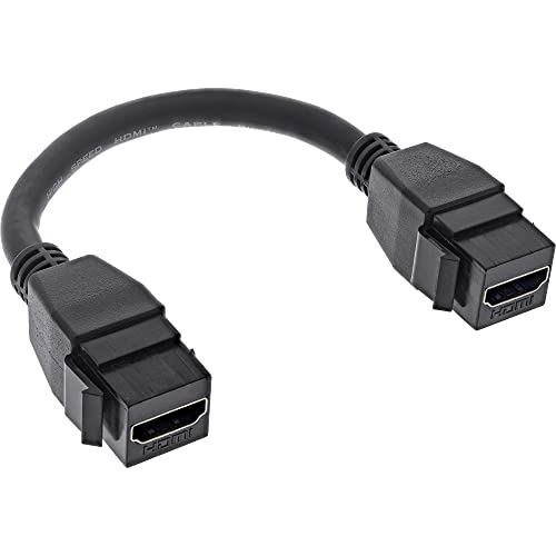 InLine® HDMI 2X Keystone Adapterkabel 4K/60Hz, HDMI A Buchse/Buchse, schwarz, 0,2m von InLine