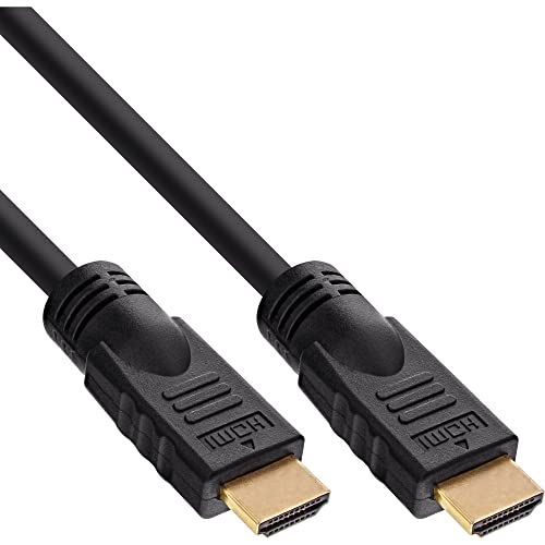 InLine® HDMI Kabel, HDMI-High Speed, Stecker/Stecker, verg. Kontakte, schwarz, 15m von InLine