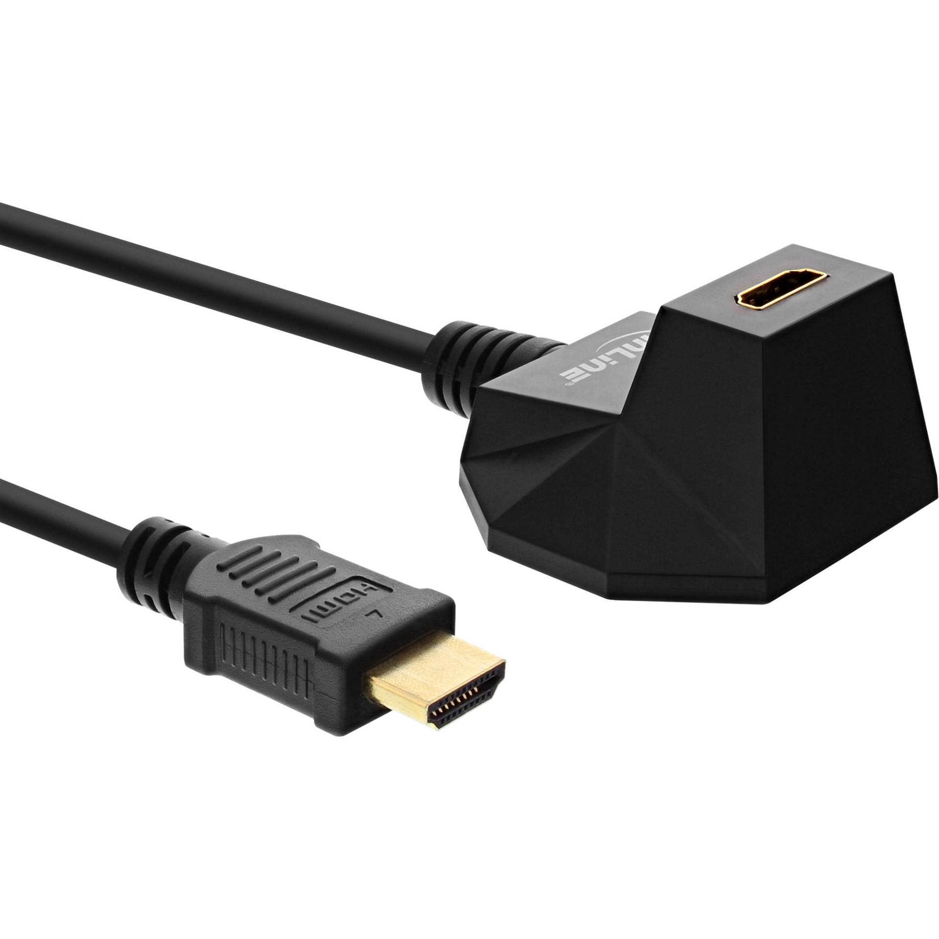 InLine® HDMI Verlängerung mit Standfuß HDMI-High Speed mit Ethernet, 4K2K, Stecker / Buchse, schwarz / gold, 3m von InLine