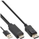 InLine® HDMI zu DisplayPort Konverter Kabel, 4K, schwarz/gold, 0,5m (17166P) von InLine