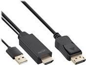 InLine HDMI to DisplayPort Converter Cable - Videokabel - HDMI, USB (nur Strom) männlich zu DisplayPort männlich - 3,0m - Schwarz - 4K Unterstützung, aktiv (17163P) von InLine