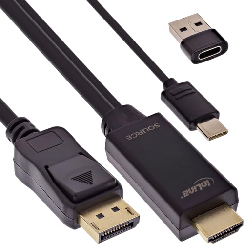 InLine® HDMI zu DisplayPort Konverter Kabel, aktives Adapterkabel mit USB-Strom, UHD 4K 60Hz, für Monitor & Notebook, 2m, 17162I von InLine