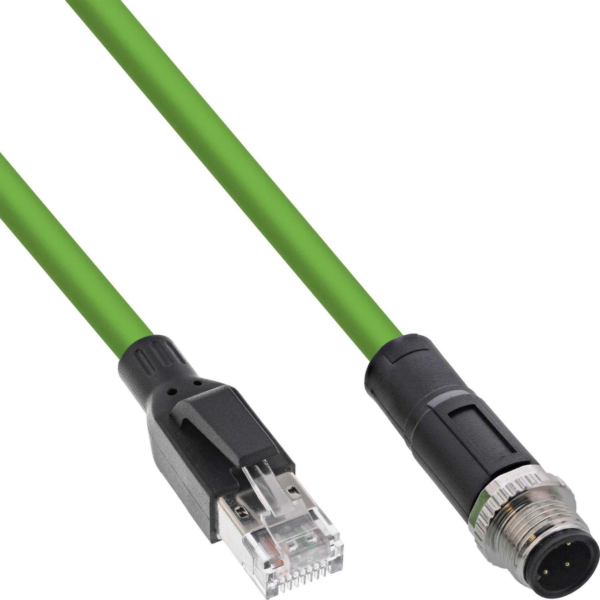 InLine® Industrie Netzwerkkabel, M12 4-pin D-kodiert St. zu RJ45 St., PUR, 15m (40415) von InLine