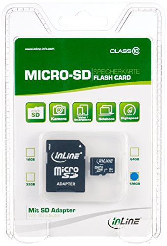 InLine® MicroSDXC Speicherkarte mit SD Adapter, Class 10/U3, 128GB von InLine