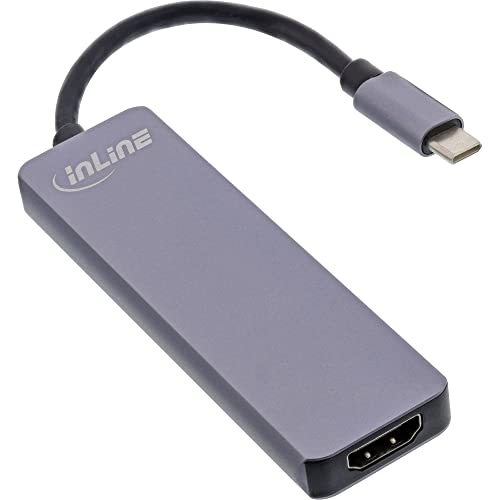 InLine® Multifunktions-Hub USB 3.2 Gen.1, 2X USB-A 5Gb/s + HDMI 4K/30Hz + Cardreader, Aluminium, grau von InLine