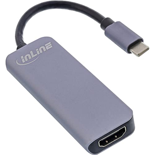 InLine® Multifunktions-Hub USB 3.2 Gen.1, 2X USB-A 5Gb/s + HDMI 4K/30Hz + USB Typ-C PD 87W, Aluminium, grau von InLine