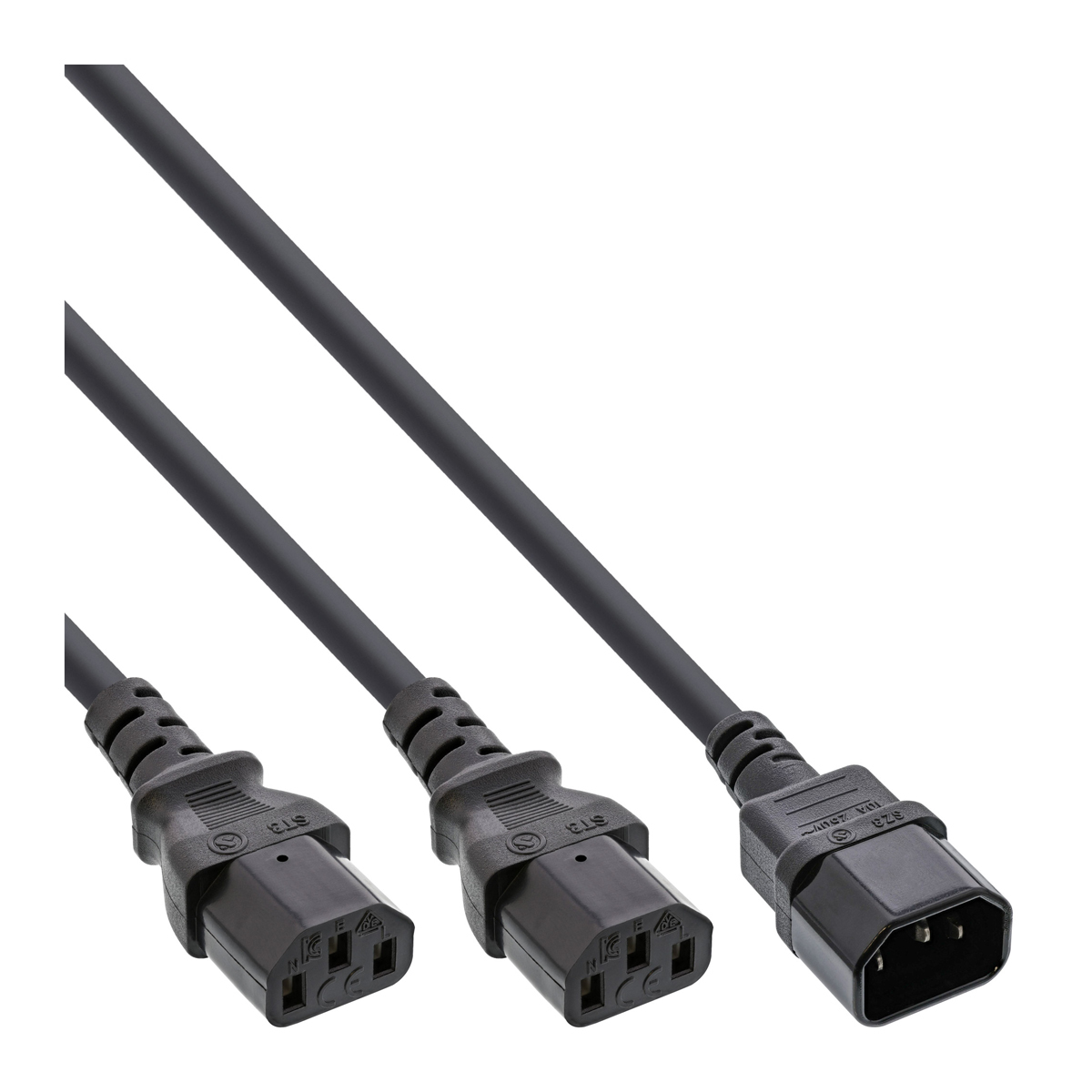 InLine® Netz-Y-Kabel, Kaltgeräte, 1x IEC-C14 auf 2x IEC-C13, 1m von InLine