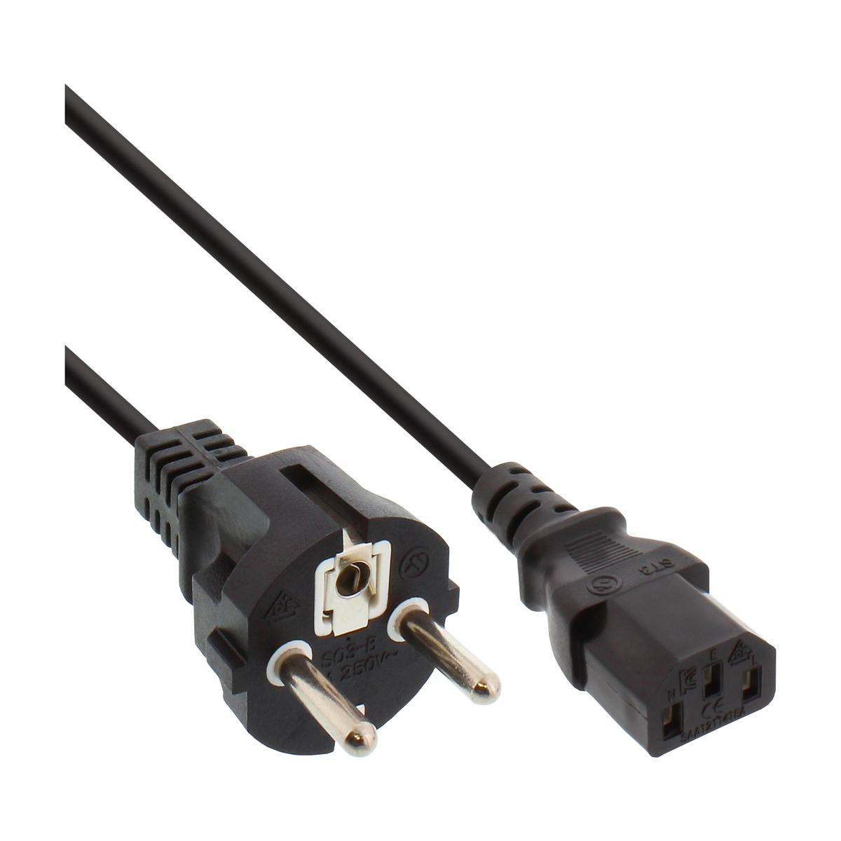 InLine® Netzkabel, Schutzkontakt gerade auf Kaltgerätestecker C13, 1,5m, schwarz von InLine