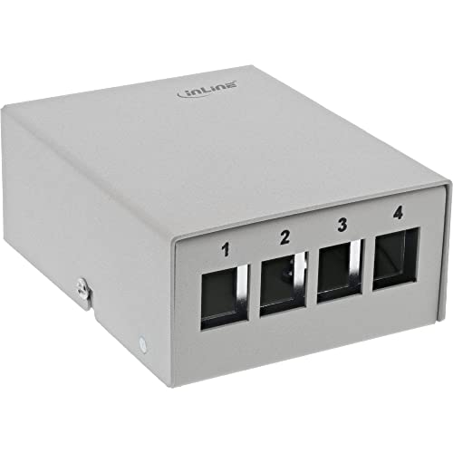 InLine® Patchfeld-Dose Aufputz für 4X Keystone RJ45, Metall, lichtgrau RAL7035 von InLine
