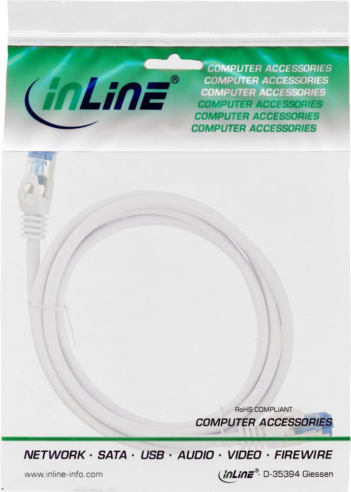 InLine - Patch-Kabel - RJ-45 (M) zu RJ-45 (M) - 30,0m - SFTP, PiMF - CAT 6 - geformt, ohne Haken, halogenfrei, verseilt, rund - weiß (74830W) von InLine