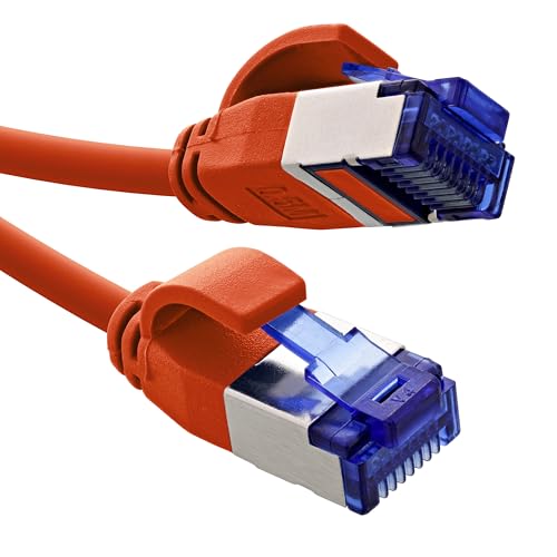 InLine® Patchkabel Slim, Cat.6A, S/FTP, TPE (LSZH) flexibel, PoE, Kupfer (CU), LAN, Ethernet, Netzwerk Kabel, RJ45 Gigabit, rot, 0,5m, 74955R von InLine