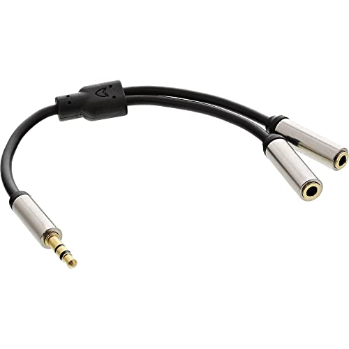 InLine® Slim Audio Y-Kabel Klinke 3,5mm ST an 2X Klinke BU, 0,15m von InLine