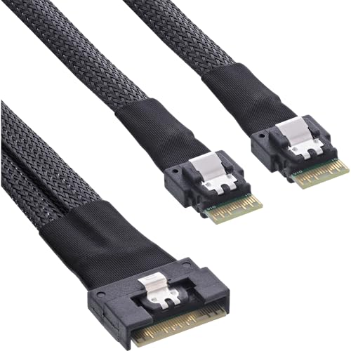 InLine® Slim SAS Kabel, SFF-8654 8i zu 2x SFF-8654 4i, 1m, 27649C von InLine