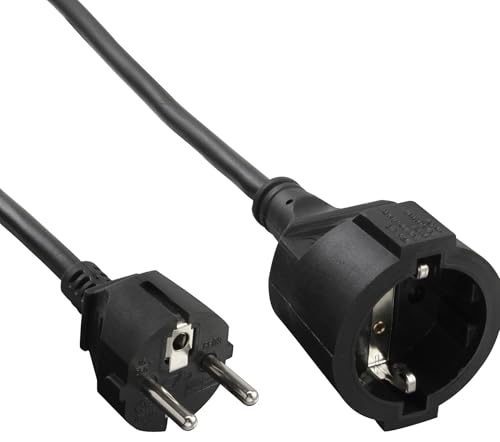 InLine® Strom-Verlängerung Schutzkontakt Stecker/Buchse, schwarz, 1m von InLine
