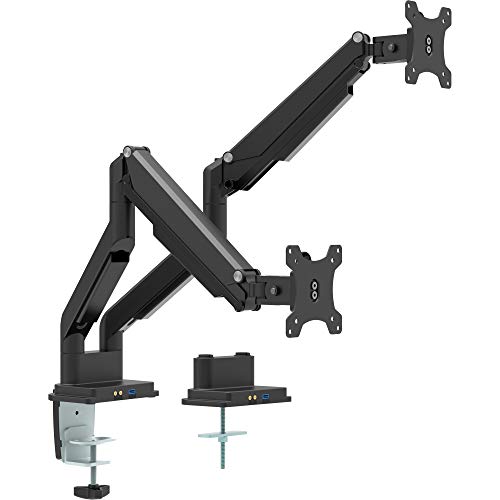 InLine® Tischhalterung mit Lifter und USB/Audio, beweglich, für Zwei Monitore bis 81cm (32"), max. 9kg von InLine