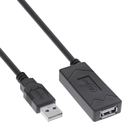 InLine® USB 2.0 Aktiv-Verlängerung mit Signalverstärkung, USB-A Stecker/Buchse, Druckerkabel Verlängerung, 5m, 34615A von InLine