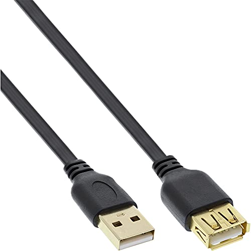 InLine® USB 2.0 Flachkabel Verlängerung, A Stecker/Buchse, schwarz, Kontakte Gold, 1,5m von InLine