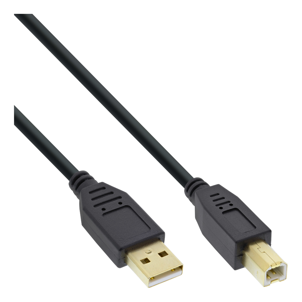 InLine® USB 2.0 Kabel, A an B, schwarz, Kontakte gold, 0,3m von InLine