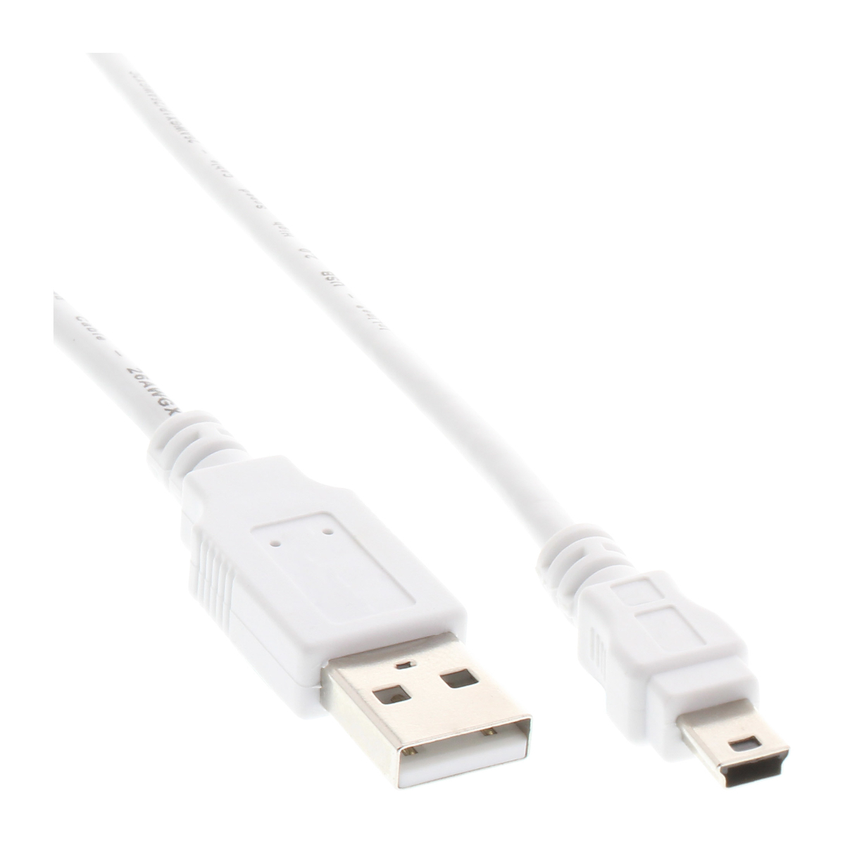 InLine® USB 2.0 Mini-Kabel, USB A Stecker an Mini-B Stecker (5pol.), weiß, 0,5m von InLine